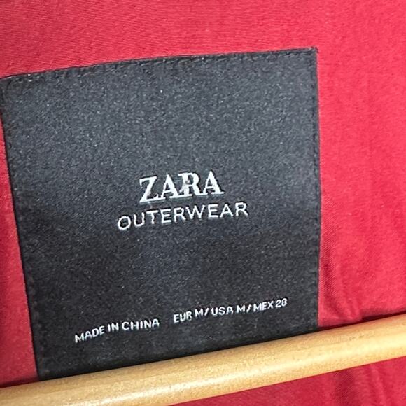 ZARA Oversized Puffer Glossy Shiny Jacket Coat Red Vogue Runway Sz M - Picture 7 of 9